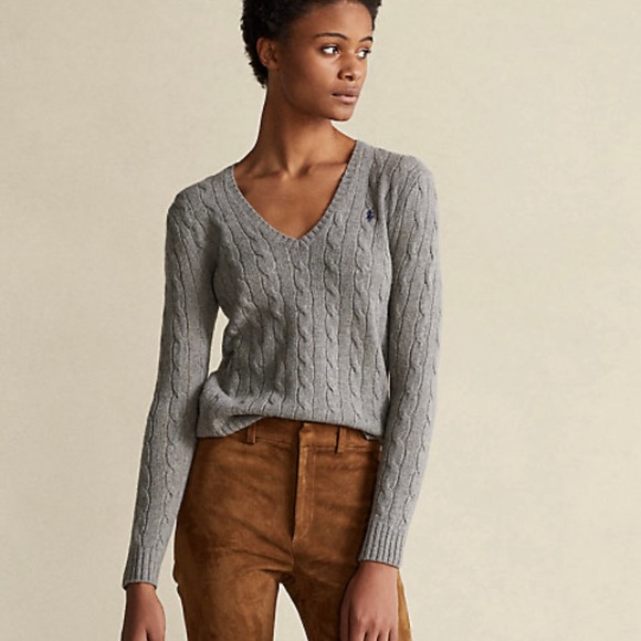 Polo by Ralph Lauren | Sweaters | Ralph Lauren Gray 0 Cashmere Cable Knit Vneck  Sweater | Poshmark
